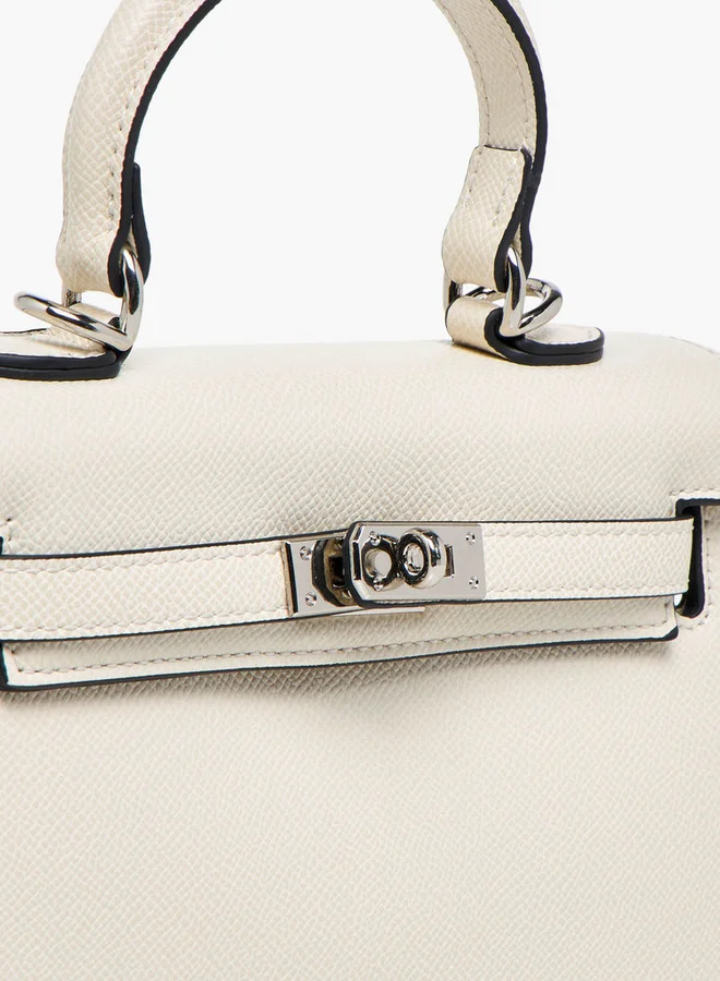 Celeste Solid Satchel Bag with Detachable Strap and Twist Lock Closure