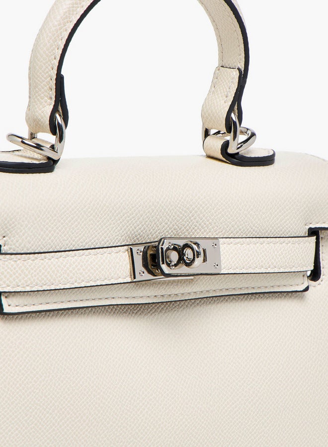 Celeste Solid Satchel Bag with Detachable Strap and Twist Lock Closure  - Image 5