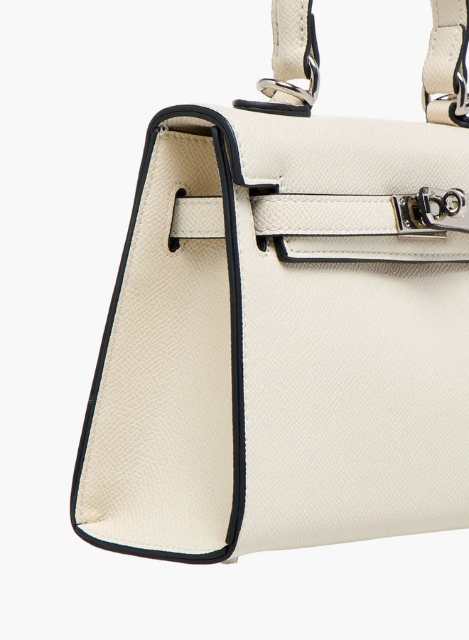 Celeste Solid Satchel Bag with Detachable Strap and Twist Lock Closure