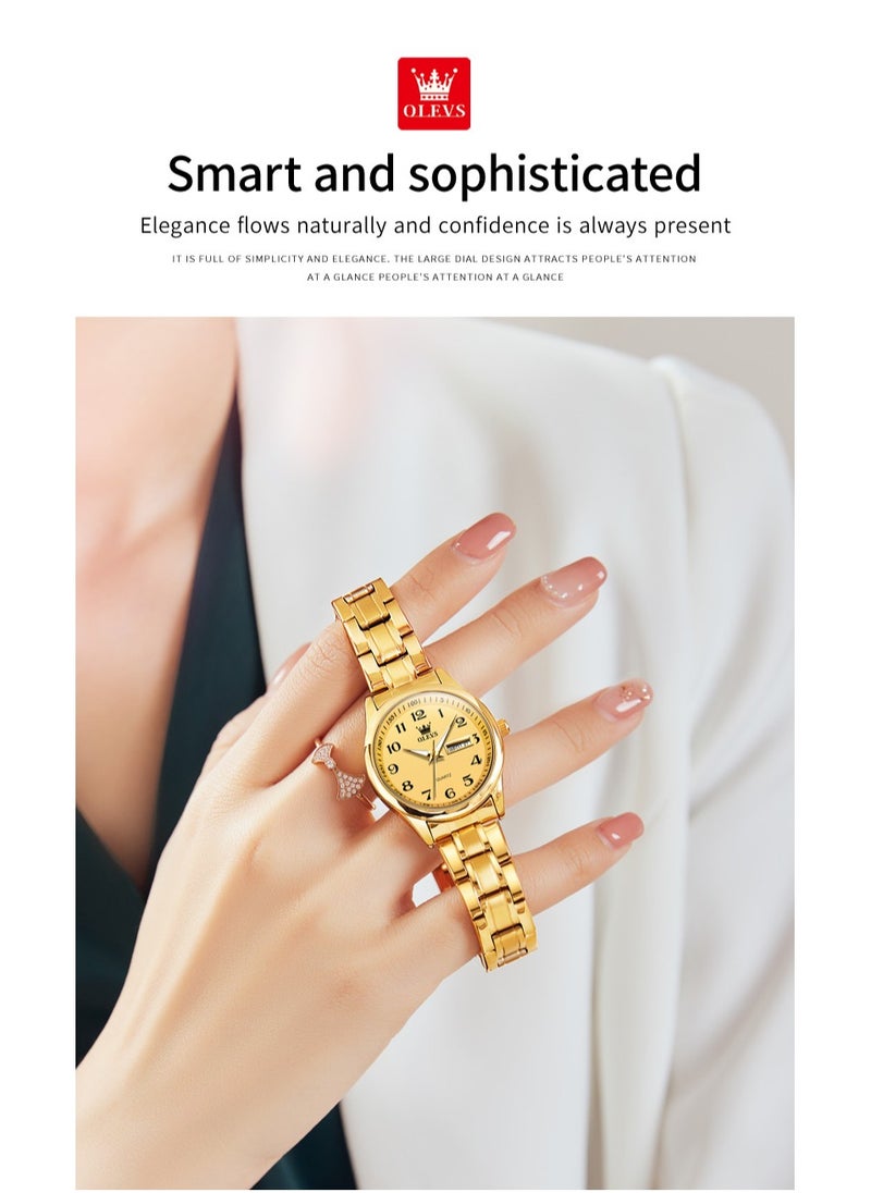 OLEVS - Watches for Women Stainless Steel Quartz Analog Water Resistant Watch Gold 5567 - Image 1