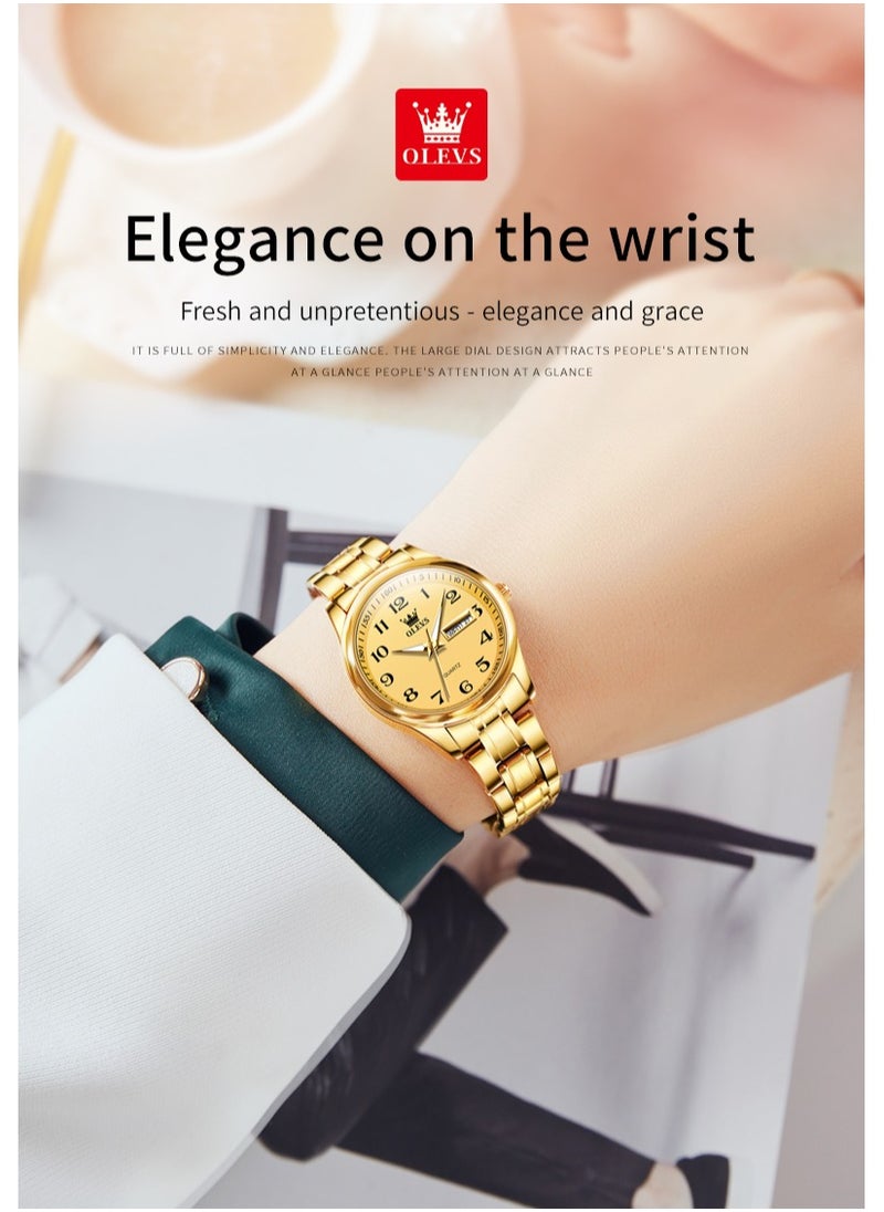 OLEVS - Watches for Women Stainless Steel Quartz Analog Water Resistant Watch Gold 5567 - Image 1