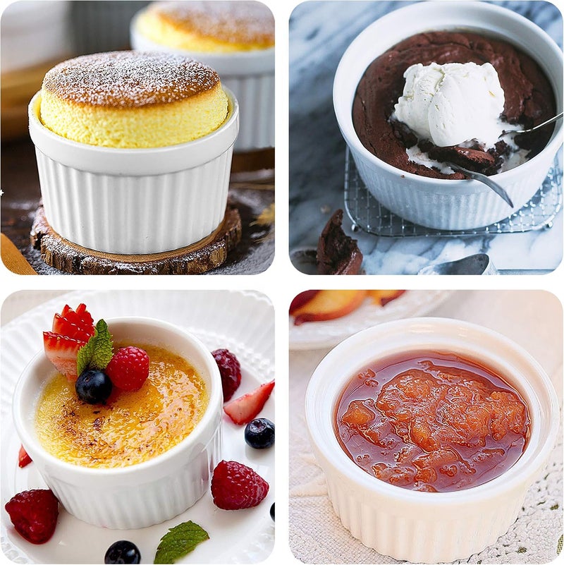 GPYG Porcelain Ramekins 4OZ,Set of 8, Souffle Dishes, Oven Safe Ramekin Bowls Serving For Creme Brulee, Custard, Pudding, Mini Desserts, Jam, Dips, Sauces, Ramekins For Baking - Image 3