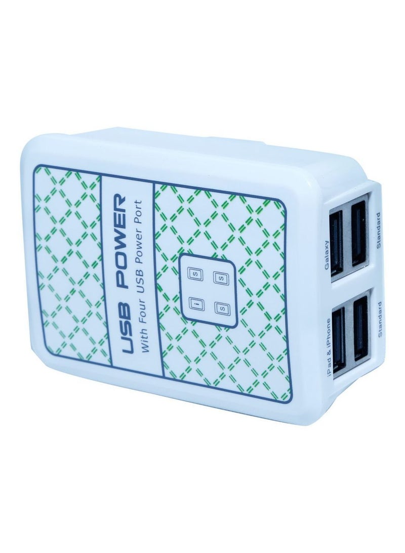 NIBEMINENT 4-Port USB to Mains AC Wall Charger Adapter Plug White  - Image 3