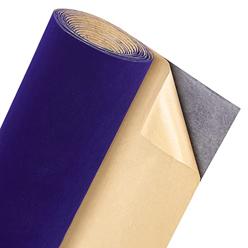 BENECREAT 157x9.8inch Dark Blue Self Adhesive Velvet Flock Liner Velvet Fabric for Jewelry Drawer Craft Fabric Upholstery Peel Sticker(0.8mm thick) - Image 1