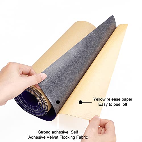 BENECREAT 157x9.8inch Dark Blue Self Adhesive Velvet Flock Liner Velvet Fabric for Jewelry Drawer Craft Fabric Upholstery Peel Sticker(0.8mm thick) - Image 3