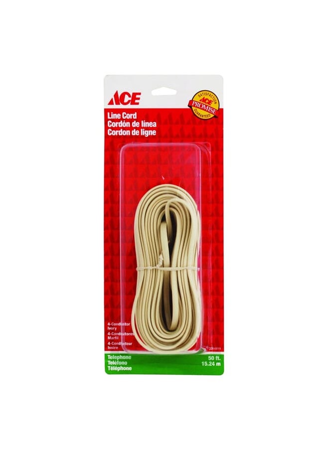 ACE - 4C Telephone Line Cord Ivory 50ft - Image 1
