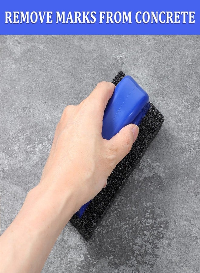 Tobeelec 3 Pcs Rub Brick with Handle, Fluted 20-Grit Carbofrax Surface Concrete Tools Masonry Tools Smoothing Cleaning Removing Marks Tool (Blue) - Image 5