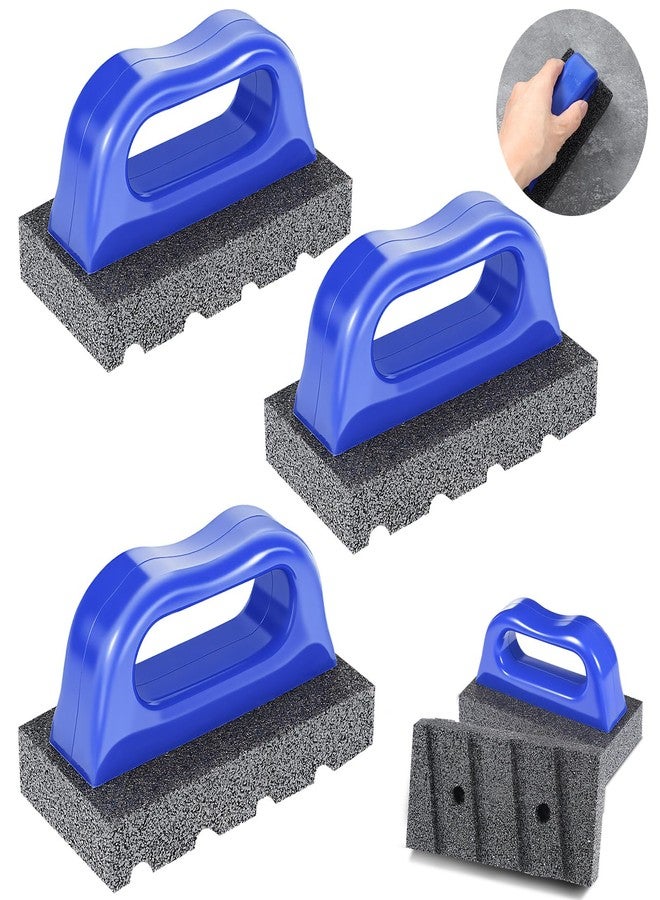 Tobeelec 3 Pcs Rub Brick with Handle, Fluted 20-Grit Carbofrax Surface Concrete Tools Masonry Tools Smoothing Cleaning Removing Marks Tool (Blue) - Image 2