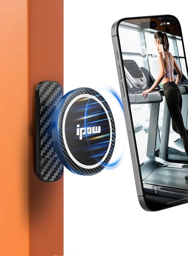 IPOW Magnetic Phone Holder for Gym with Dual Magnetic Mount, Alloy Base & 360° Ball Joint, Compatible with MagSafe iPhone 12-16 Series, Strong Grip on Metal Surfaces - Image 1