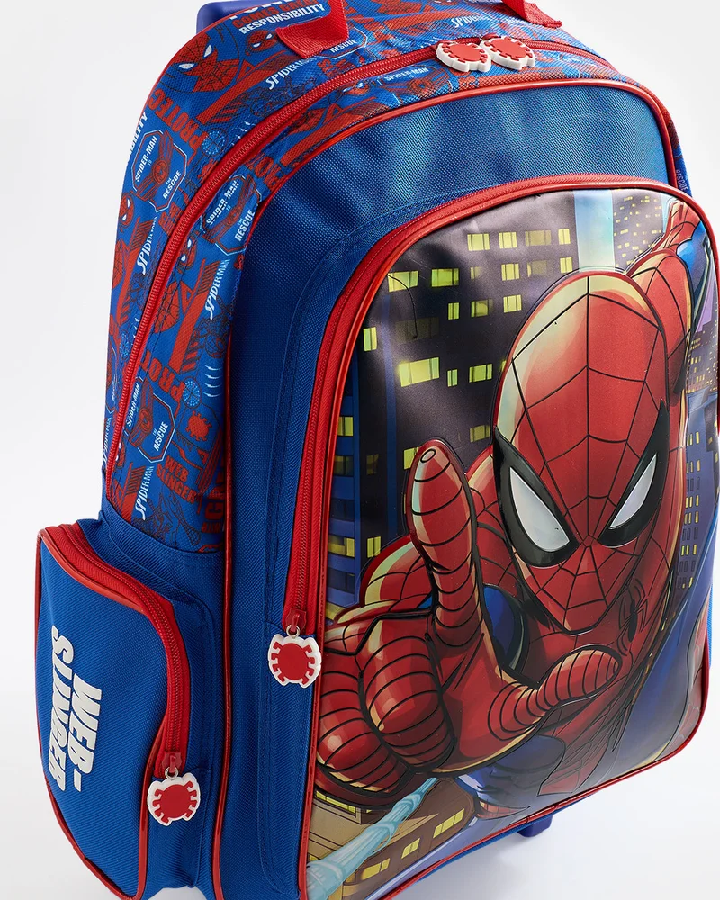 Redtag Kids Red And Blue Spider-Man Trolley Bag (18 Inch)