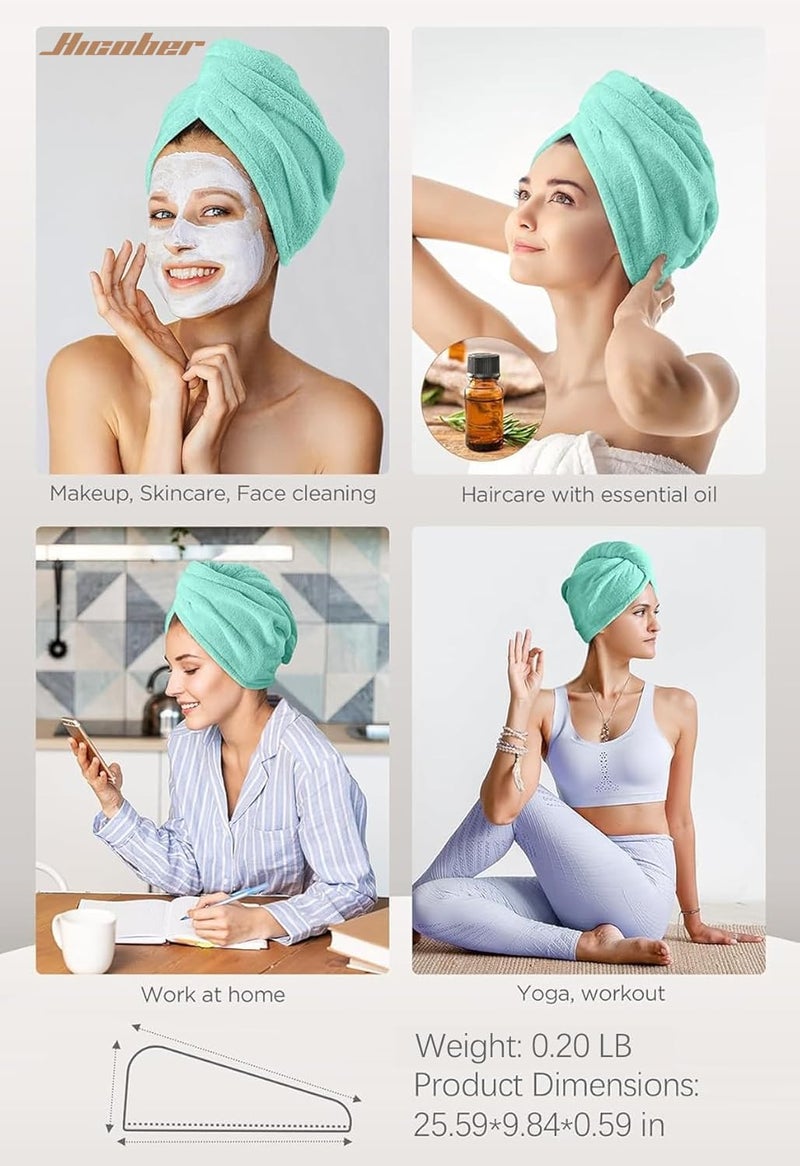 Hicober Microfiber Hair Towel, 3 Packs Hair Turbans for Wet Hair, Drying Hair Wrap Towels for Curly Hair Women Anti Frizz (Green,Purple,Grey) - Image 5