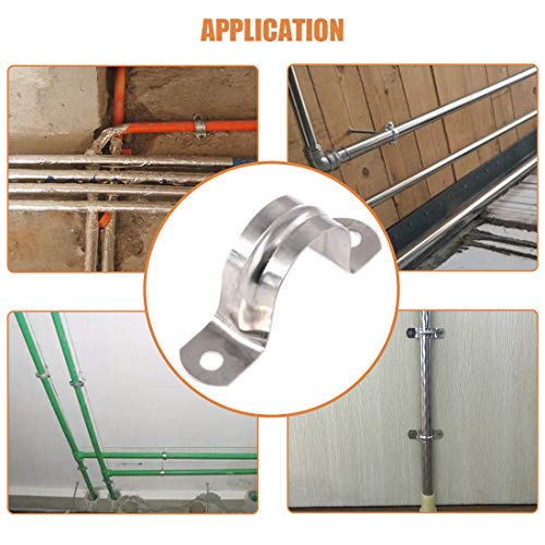 Keadic 30Pcs M32 Two Hole Strap U Bracket Tube Strap Tension Clips Stainless Steel Heavy Duty Rigid Pipe Strap Clamp - Image 4