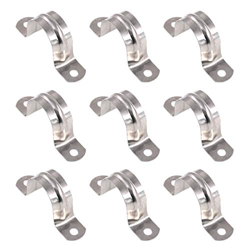 Keadic 30Pcs M32 Two Hole Strap U Bracket Tube Strap Tension Clips Stainless Steel Heavy Duty Rigid Pipe Strap Clamp - Image 1