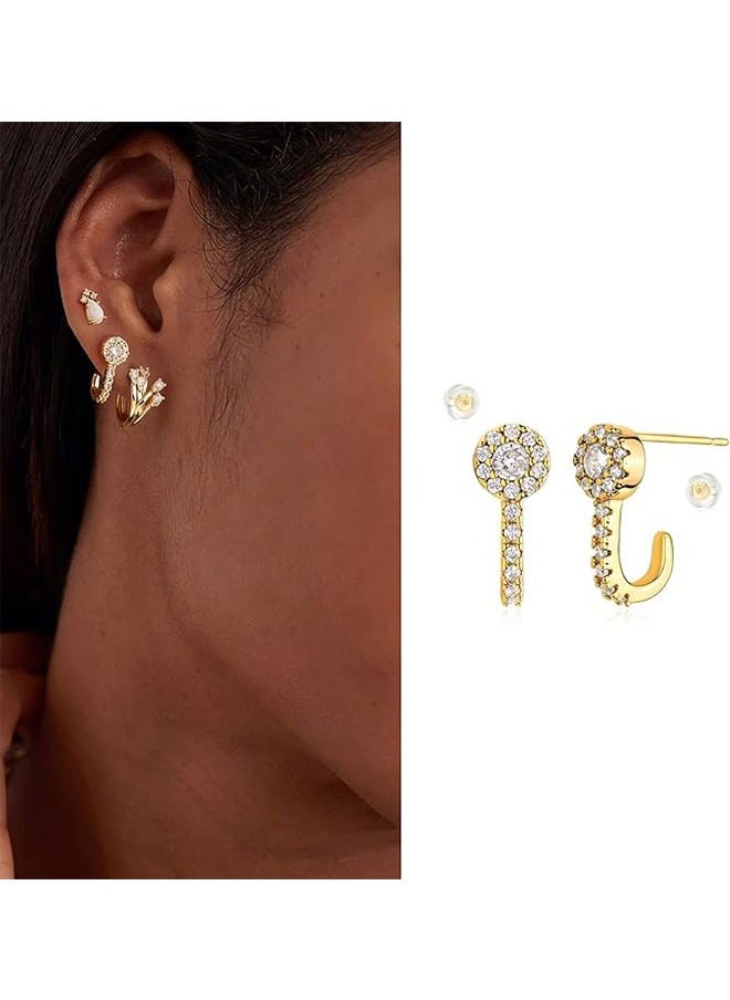 Mevecco - Women Hoop Earrings Gold Open C Shape 14K Gold Filled Small Simple Handmade Hypoallergenic Everyday Illusion Jewelry - Image 1