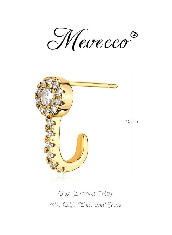 Mevecco - Women Hoop Earrings Gold Open C Shape 14K Gold Filled Small Simple Handmade Hypoallergenic Everyday Illusion Jewelry - Image 1