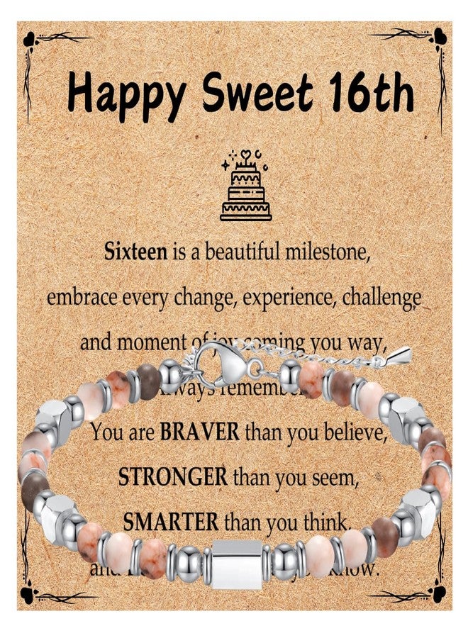YOYOKIT Sweet 16th Birthday Gifts for Her, Natural Zebra Jasper Stone Bracelets Birthday Decoration for Women, Daughter, Friends, Niece - Image 1