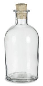 Nakpunar Boston Round Clear Glass Bottle, 8.5 Oz. w/Cork - ball bottle, round bottle for oils, witch spells, wedding favors, bath bubbles - Image 1