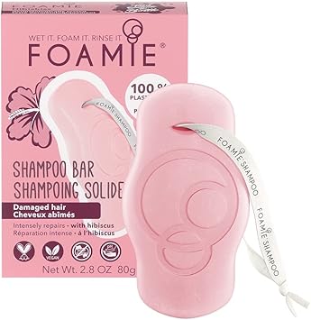 FOAMIE Shampoo Bar Hibiscus for Damaged Hair PlasticFree pHBalanced SoapFree No Sulphates or Parabens Made in the UK - Image 1
