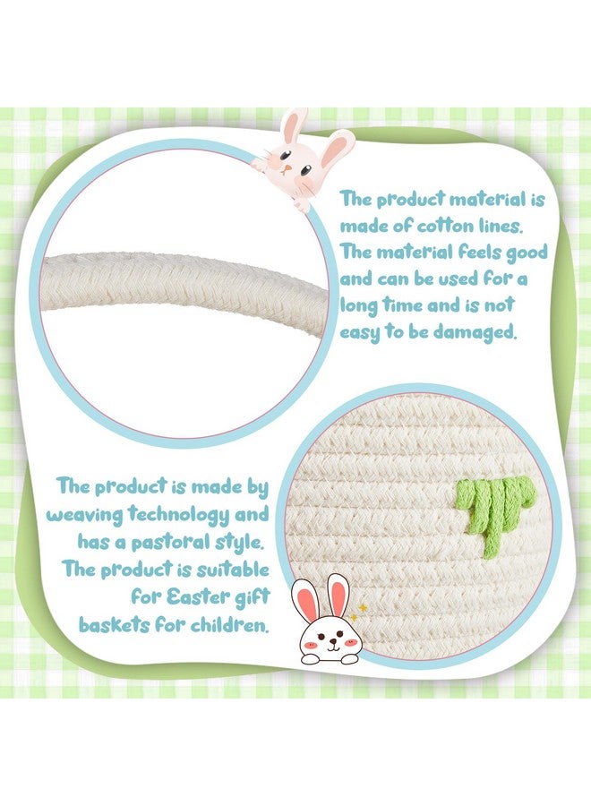 Eaasty 3 Pcs Easter Bunny Basket with Rabbit Ears Easter Egg Basket with Handle Woven Empty Easter Hunt Basket for Kids Toddler Baby Newborn Gifts Stuffer Candy Toy Storage Party Supplies, 12 x 9 Inch - Image 3