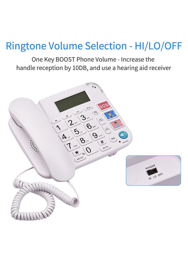 Generic Black Corded Phone with Big Button Desk Landline Phone Telephone Support Hands-Free/Redial/Flash/Speed Dial/Ring Volume Control for Elderly Seniors Home Office Business Hotel  - Image 5
