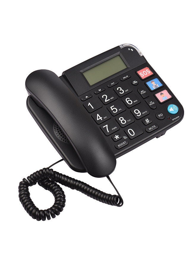 Generic Black Corded Phone with Big Button Desk Landline Phone Telephone Support Hands-Free/Redial/Flash/Speed Dial/Ring Volume Control for Elderly Seniors Home Office Business Hotel  - Image 1