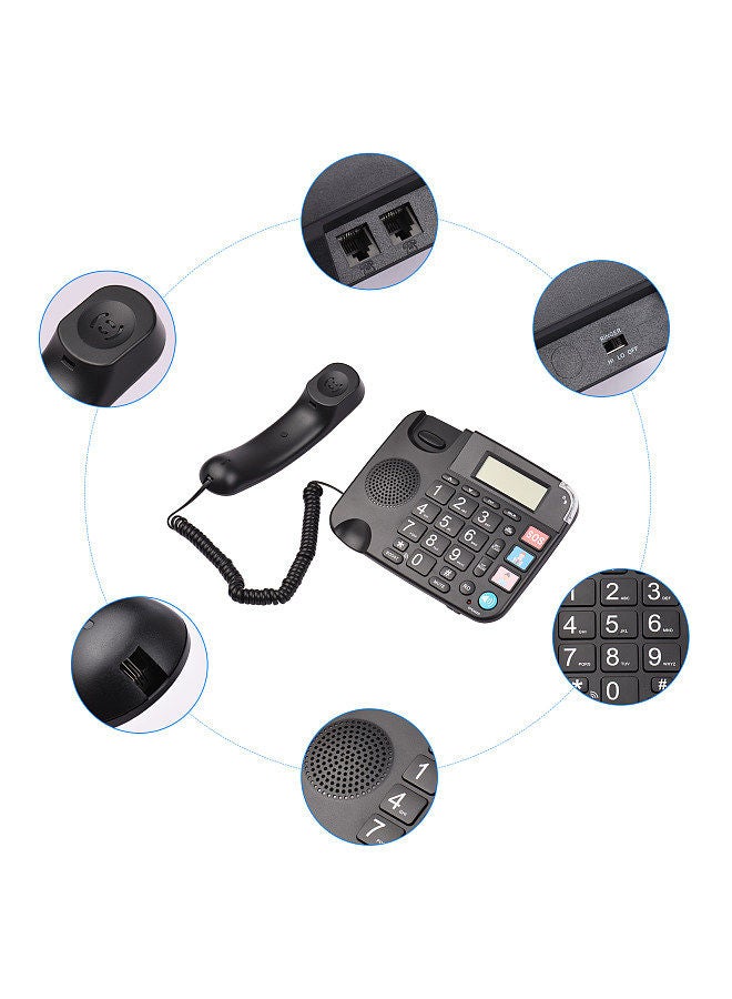 Generic Black Corded Phone with Big Button Desk Landline Phone Telephone Support Hands-Free/Redial/Flash/Speed Dial/Ring Volume Control for Elderly Seniors Home Office Business Hotel  - Image 3