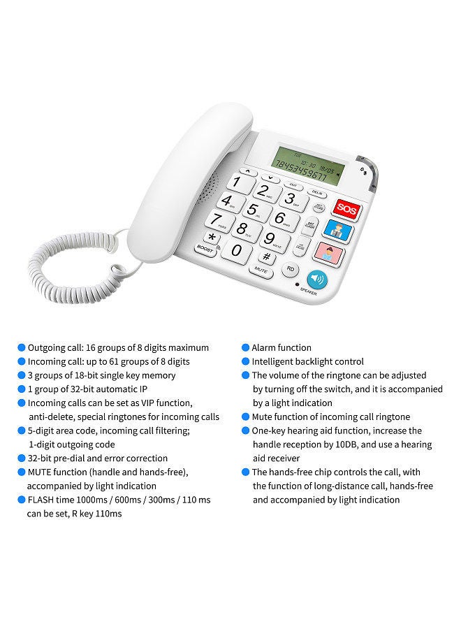 Generic Black Corded Phone with Big Button Desk Landline Phone Telephone Support Hands-Free/Redial/Flash/Speed Dial/Ring Volume Control for Elderly Seniors Home Office Business Hotel  - Image 2