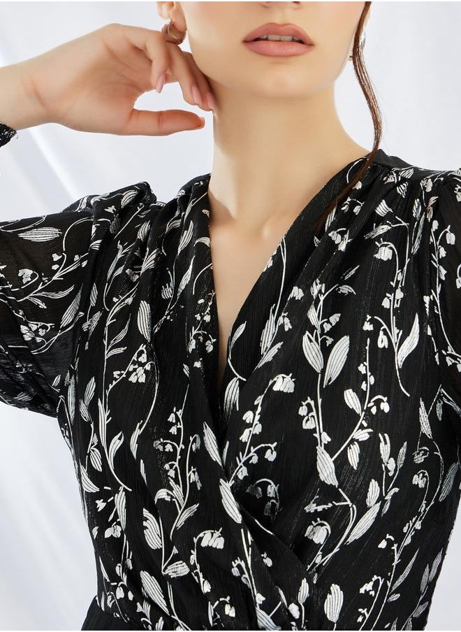 Styli Styli Floral Print Pleated Wide Leg Jumpsuit  - Image 3