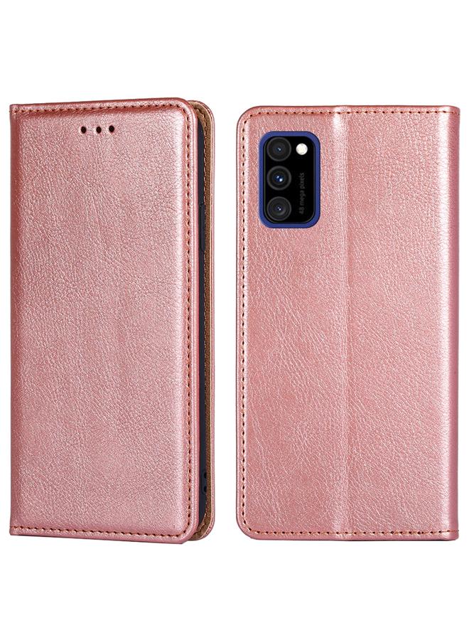 اس-توب جراب لهاتف Samsung Galaxy A91 مصنوع من مادة البولي يوريثان الحراري اللامع بلون سادة مع حامل وفتحة للبطاقات ومحفظة. - Image 1