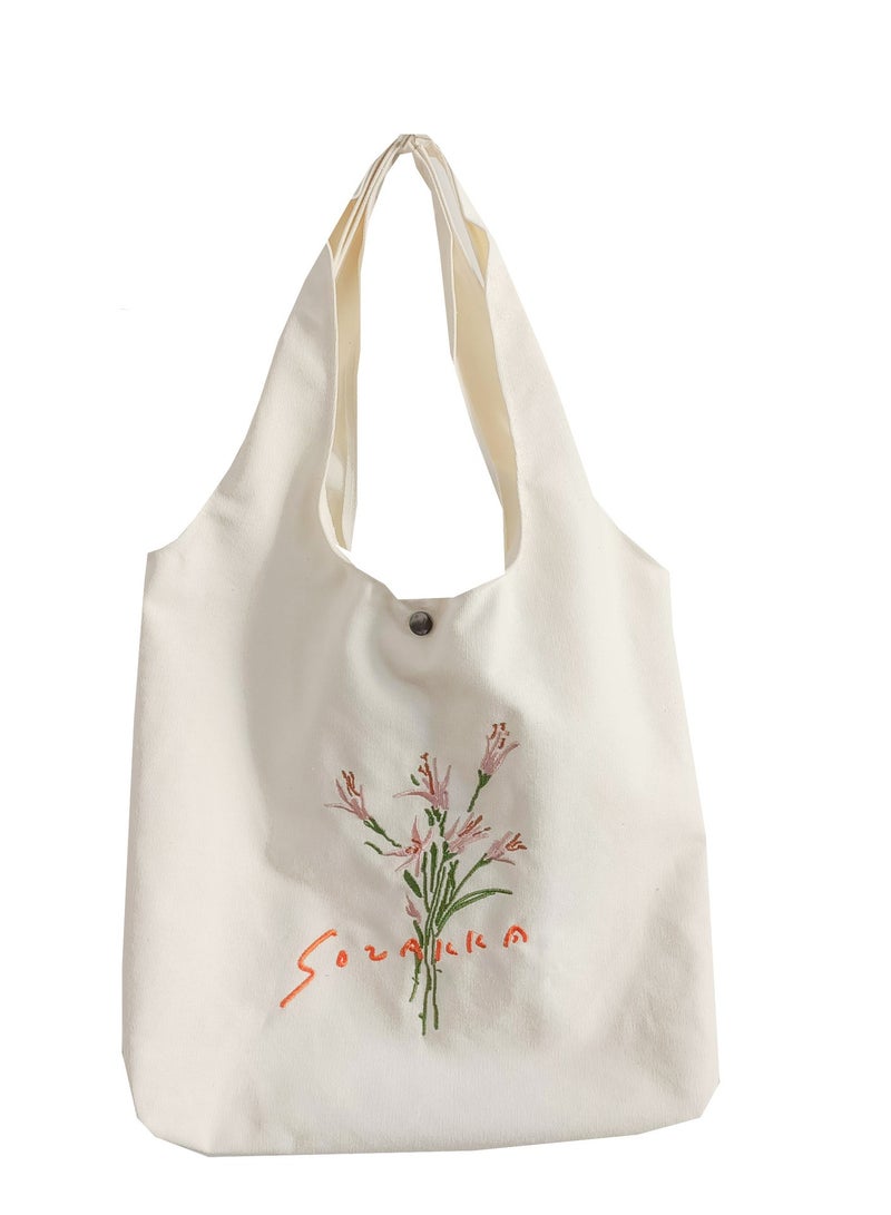 SOLARAE Women Canvas Tote Bag for Women Girls Kids School Shoulder Bag, with Zipper Work Beach Lunch Travel and Shopping Grocery Bag for Mother's Day Teacher Eco Friendly Washable Trendy - Image 1