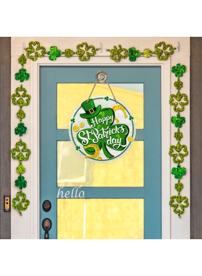 ILovhaprty St. Patrick’s Day Wooden Hanging Sign – 20×20 cm Round Shamrock Door Plaque with Strong Rope, Professional Printed Lucky Clover Decor for Home, Porch, Front Door & Party Decorations - Image 5