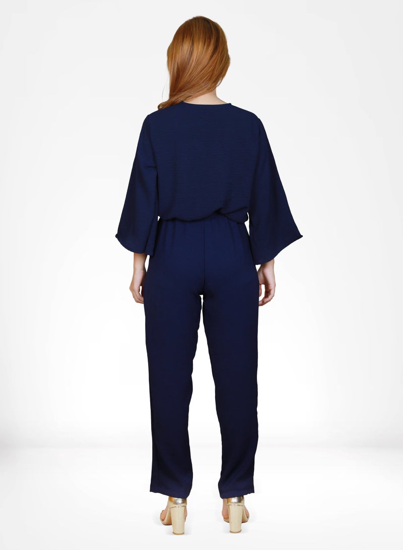 Veronica Elegant Comfortable 2-Piece Co-ord Set -Navy  - Image 2