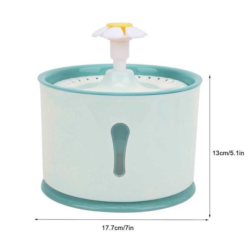 Parner Cat Drinking Fountain, Water Dispenser for Cats with Water Level Window, Cat Flower Art Water Bowl with 4 Pieces, Hygiene Filter, Pet Drinking Fountain with LED Light (Green, 2 litres) - Image 3
