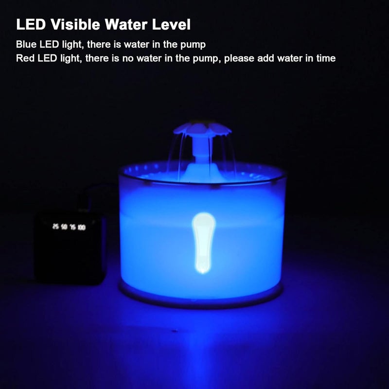 Parner Cat Drinking Fountain, Water Dispenser for Cats with Water Level Window, Cat Flower Art Water Bowl with 4 Pieces, Hygiene Filter, Pet Drinking Fountain with LED Light (Green, 2 litres) - Image 2