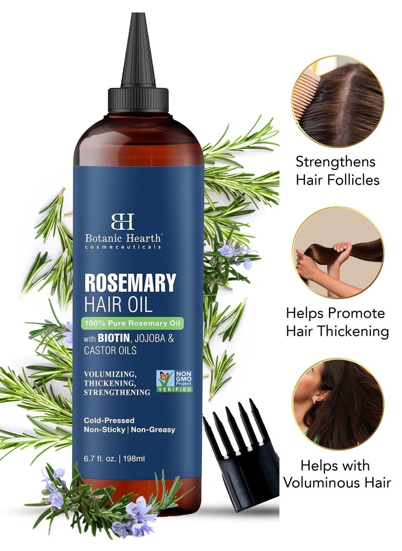 Botanic Hearth - 100% Pure Rosemary Oil | 198 ml | For Hair Growth Infused With Biotin | Hair Strenghtening Treatment | Nourishing & Volumizing | With Jojoba Oil & Castor Oil | Non GMO Verified | - Image 1