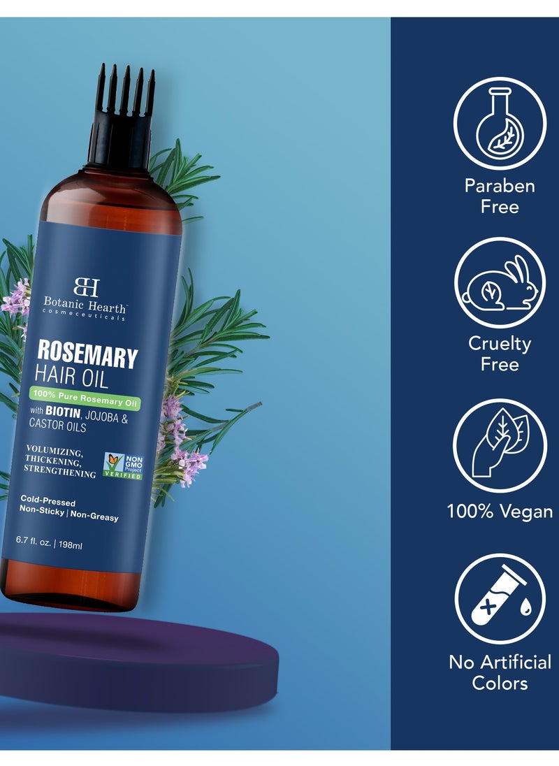 Botanic Hearth - 100% Pure Rosemary Oil | 198 ml | For Hair Growth Infused With Biotin | Hair Strenghtening Treatment | Nourishing & Volumizing | With Jojoba Oil & Castor Oil | Non GMO Verified | - Image 1