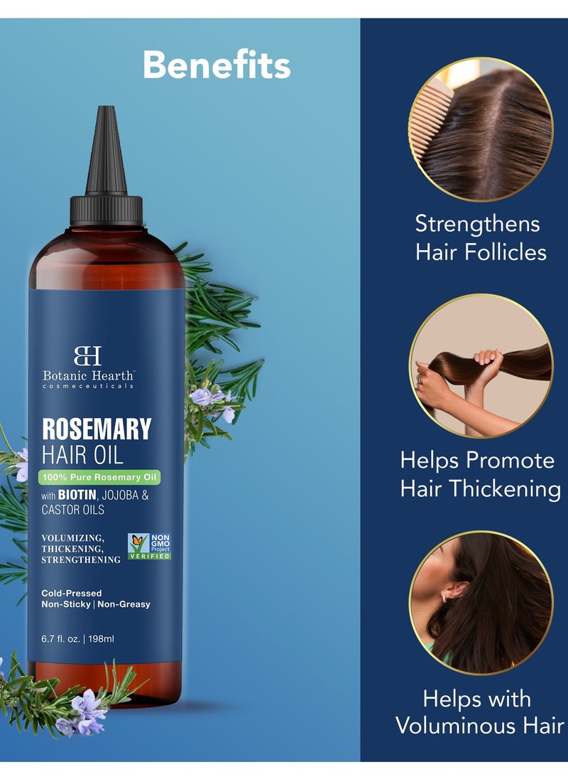 Botanic Hearth - 100% Pure Rosemary Oil | 198 ml | For Hair Growth Infused With Biotin | Hair Strenghtening Treatment | Nourishing & Volumizing | With Jojoba Oil & Castor Oil | Non GMO Verified | - Image 1