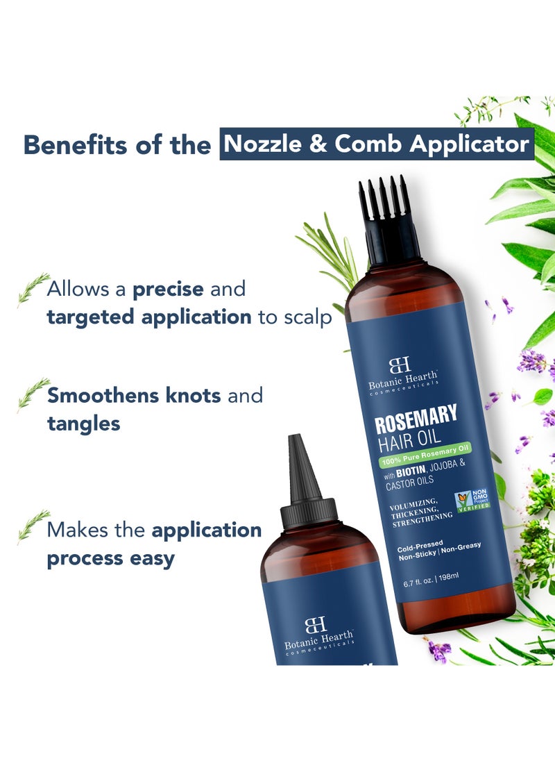 Botanic Hearth - 100% Pure Rosemary Oil | 198 ml | For Hair Growth Infused With Biotin | Hair Strenghtening Treatment | Nourishing & Volumizing | With Jojoba Oil & Castor Oil | Non GMO Verified | - Image 1