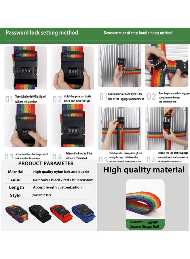 Dayalu Luggage Strap Belt with TSA Number Lock for Adjustable Travel Suitcases, Trolleys and All Kind of Luggage Packing Belt Security- Nylon (Rainbow Color) (4) - Image 5