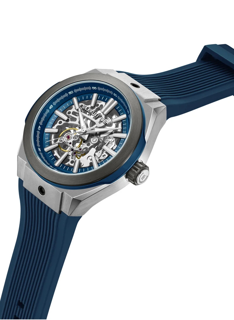 CERRUTI 1881 Cerruti 1881 Ruscello Automatic Watch for Men - Blue Case, Skeletonized Dial, Blue Silicone Strap