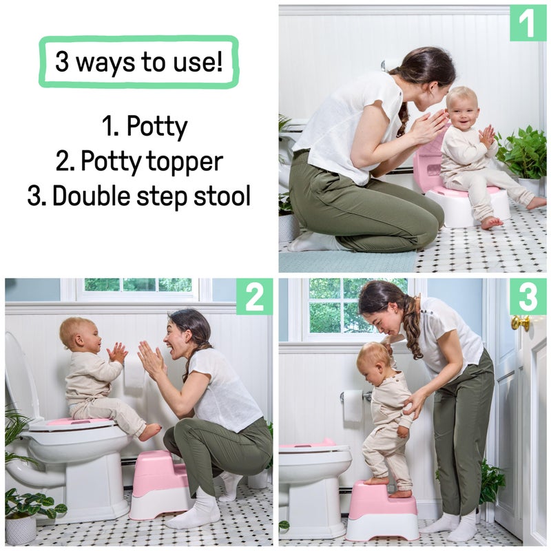 Ingenuity Prepare to Potty 3-in-1 System - Potty Training Toilet, Topper, Step Stool, Easy Setup, Pink, For Toddlers 18 Months+ - Image 3