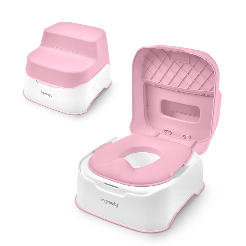 Ingenuity Prepare to Potty 3-in-1 System - Potty Training Toilet, Topper, Step Stool, Easy Setup, Pink, For Toddlers 18 Months+ - Image 1