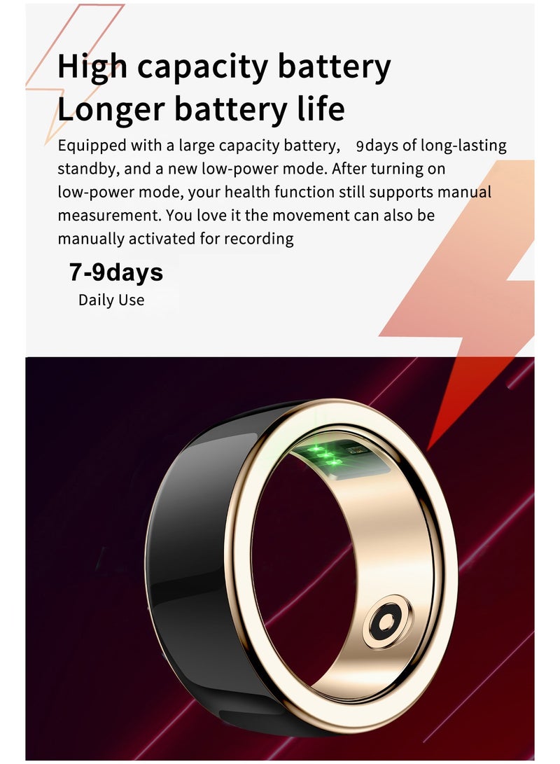 Smart ring, pedometer, calorie counter, sleep monitoring, pulse meter, oxygen in the blood, moisture-proof, long-term operation, suitable for iOS and Android
