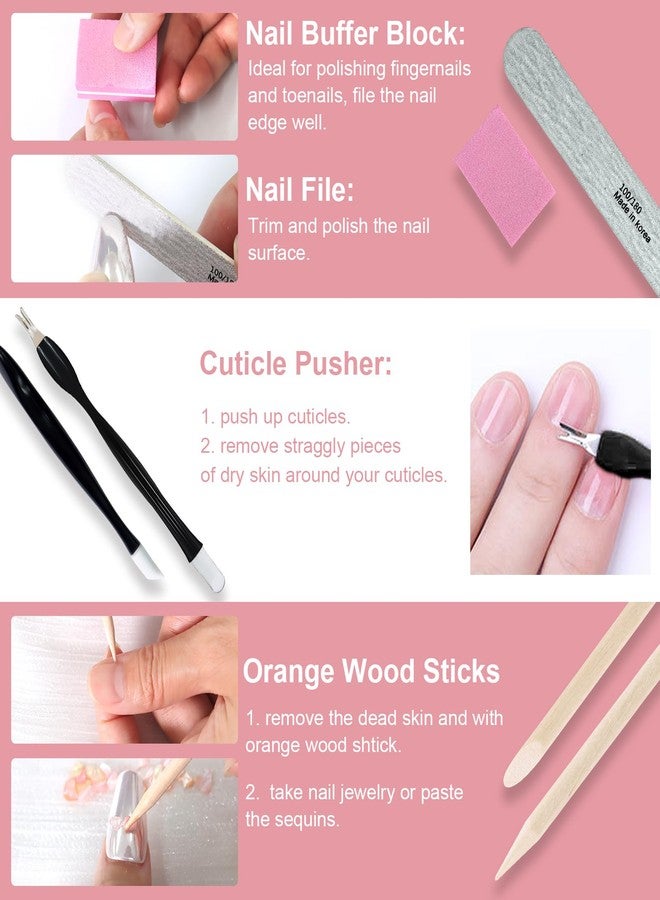 Allstarry 360pcs (15 Sheets) Adhesive Tabs Waterproof Breathable Glue Tabs Fake Nail Glue Stickers with Wood Stick, Nail File Nail Buffer, Cuticle Remover Double-Sided Nail Jelly Sticker for Manicure - Image 5