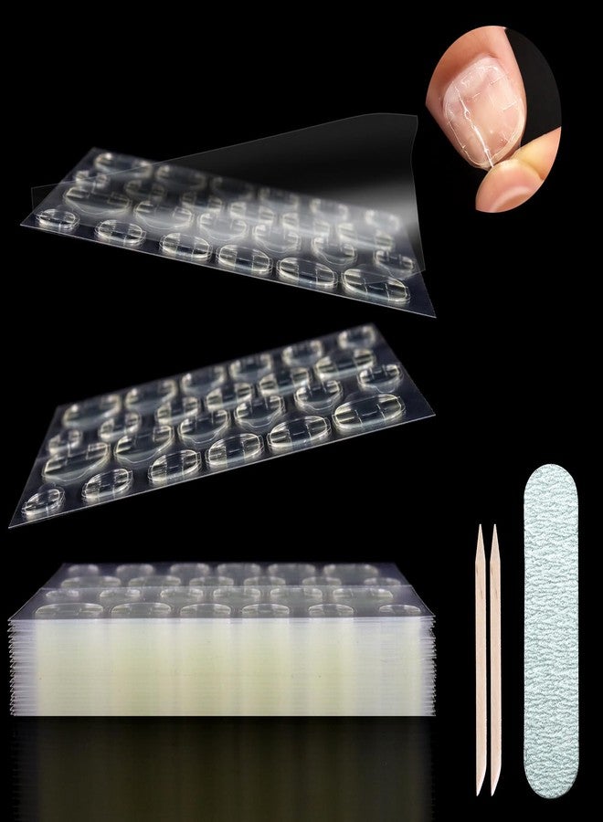 Allstarry 360pcs (15 Sheets) Adhesive Tabs Waterproof Breathable Glue Tabs Fake Nail Glue Stickers with Wood Stick, Nail File Nail Buffer, Cuticle Remover Double-Sided Nail Jelly Sticker for Manicure - Image 1
