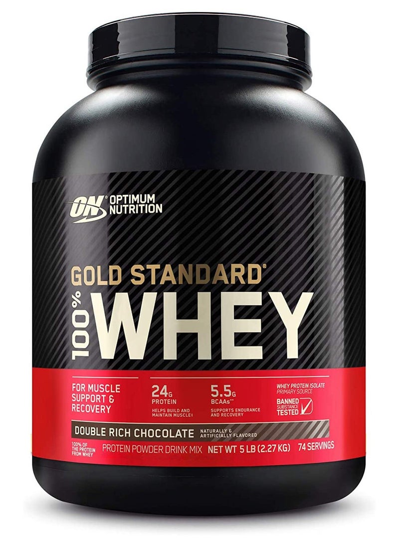 Optimum Nutrition عرض حزمة حصرية - مسحوق بروتين مصل اللبن 100% معيار الذهب 5 أرطال بنكهة الشوكولاتة الغنية المزدوجة ومسحوق الكرياتين المجهرية بدون نكهة 300 جرام 115 حصة - Image 2