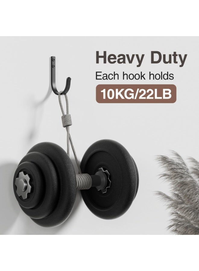 22LB Wall Hooks for Hanging Towel/Coat, Black 5 Pack | Screw in Metal Hanger Wall Mount, for Outdoor, Closet, Door, Bathrooms, for Backpack, Robe - Image 2