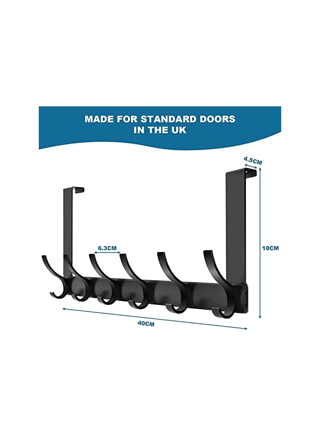 promass Over Door Hanger, 18.5CM Over Door Coat Hooks for Hanging Clothes, Hats, Coats, Towels, Robes - Door Hanger with 12 Hooks, 20KG Heavy-Duty, Aluminum - Image 3
