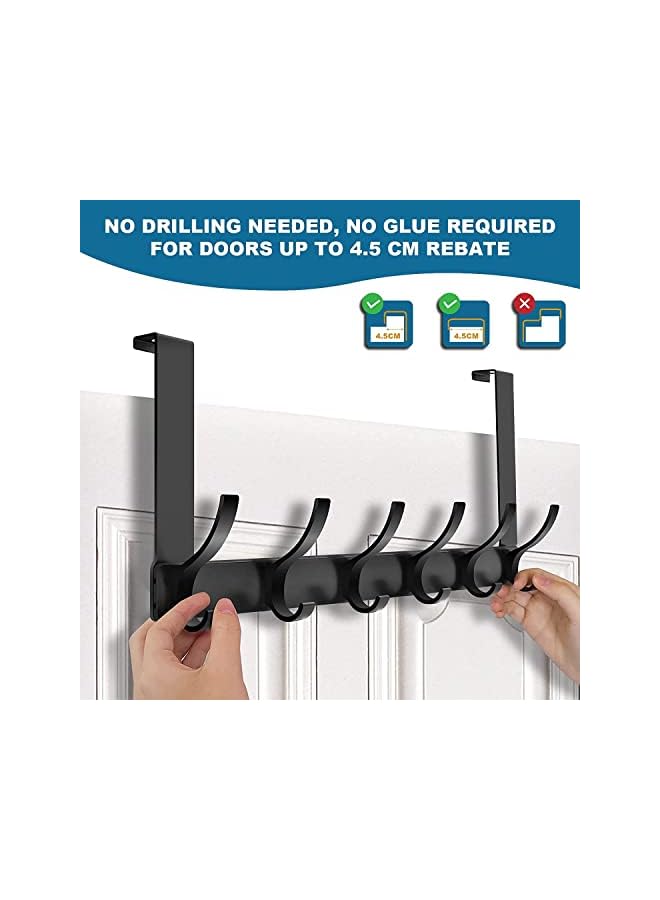 promass Over Door Hanger, 18.5CM Over Door Coat Hooks for Hanging Clothes, Hats, Coats, Towels, Robes - Door Hanger with 12 Hooks, 20KG Heavy-Duty, Aluminum - Image 2