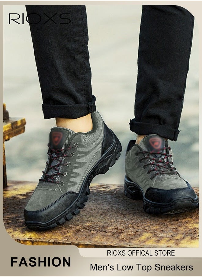 RIOXS - Low Top Sneaker For Men, Men's Waterproof Hiking Shoes, Lightweight Anti Slip Trekking Trails Shoe, Breathable Outdoor Ankle Boots, Running Sneakers For Men, Athletic Shoes Running Walking Gym Shoes, Gift For Daddy Grandfather Boyfriend Husband - Image 1